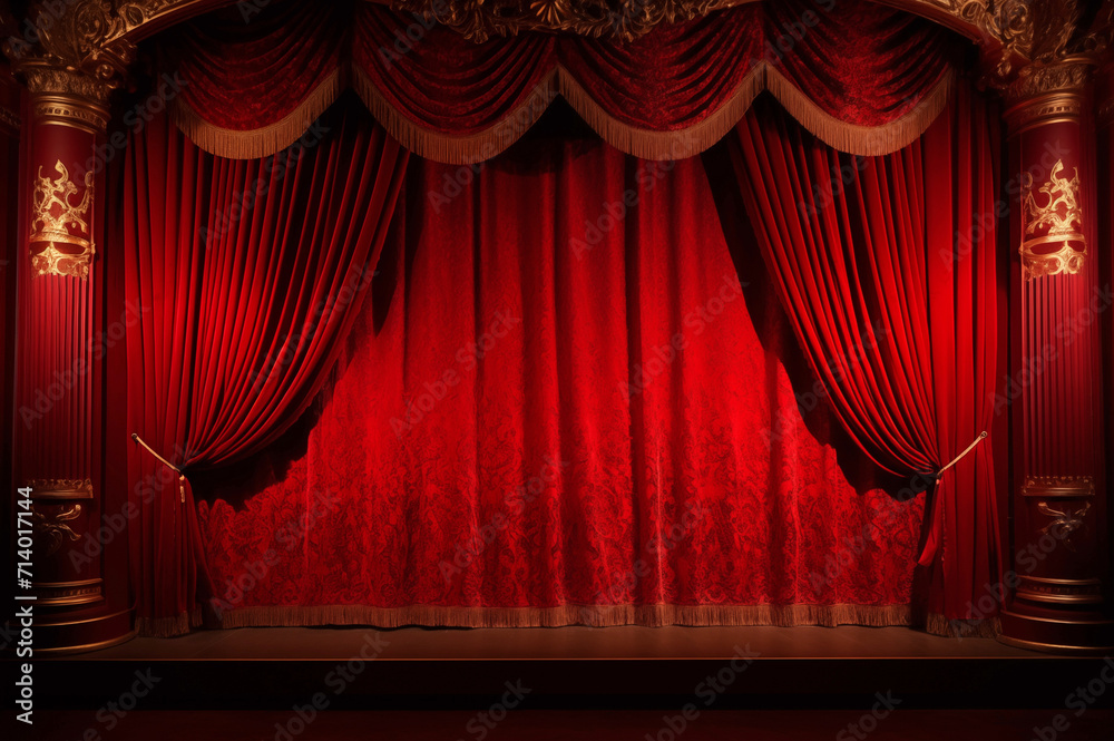 赤色のゴージャスな劇場カーテン Stock Illustration Adobe Stock
