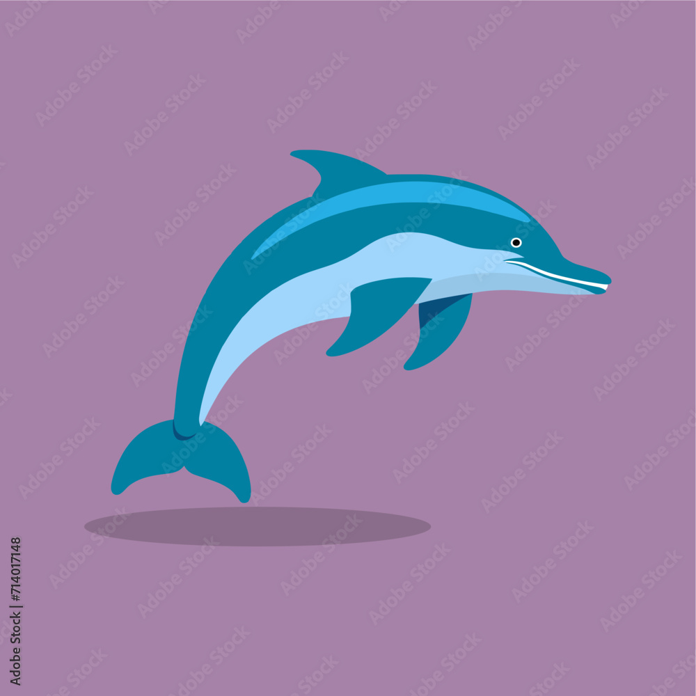 Obraz premium vector flat dolphin fish illustration