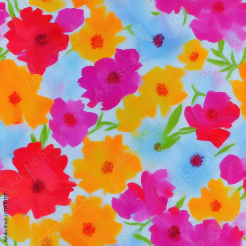 flowers. Abstract seamless pattern. AI generated. 