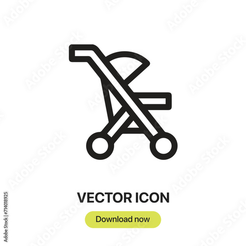 Pram icon vector. Linear-style sign for mobile concept and web design. Pram symbol illustration. Pixel vector graphics - Vector.	