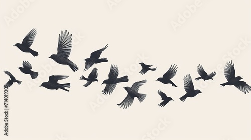 A Flock of Flying Birds. Vector photo