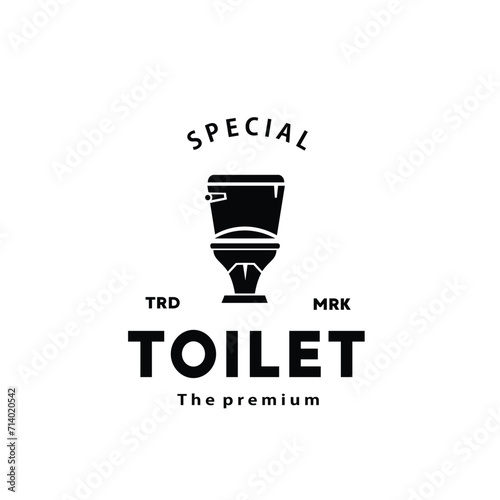 Toilet hipster silhouette logo bowl sanitaryware vector bathroom. Bidet toilet line icon interior