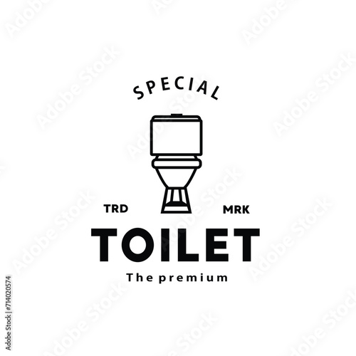 Toilet line hipster logo bowl sanitaryware vector bathroom. Bidet toilet line icon interior