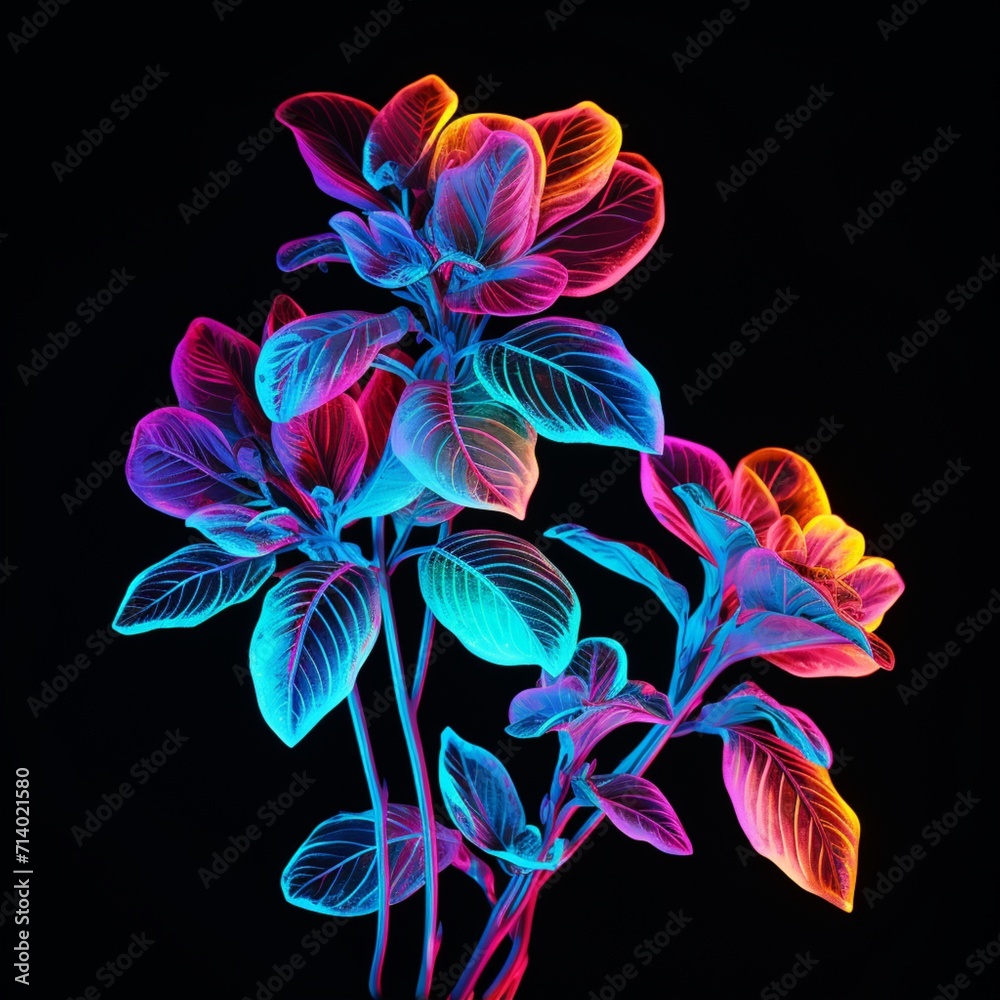 Basil Flower neon Color AI Generated pictures Basil Flower neon Color AI Generated pictures
