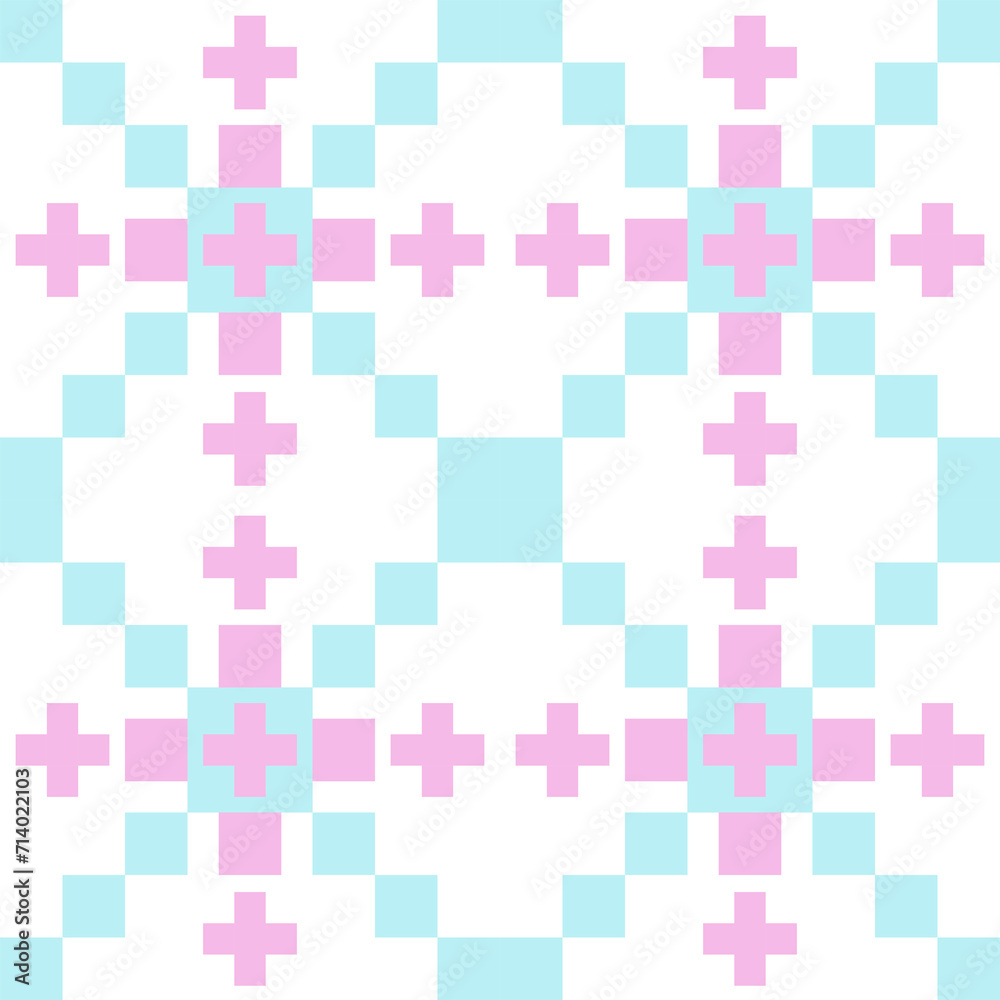Abstract pink blue pixel art seamless geometric pattern Abstract pink blue pixel art seamless geometric pattern