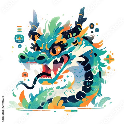 Cute dragon illustration.2024 Chinese loong new year concept. Illustrating Cultural Symbolism.  