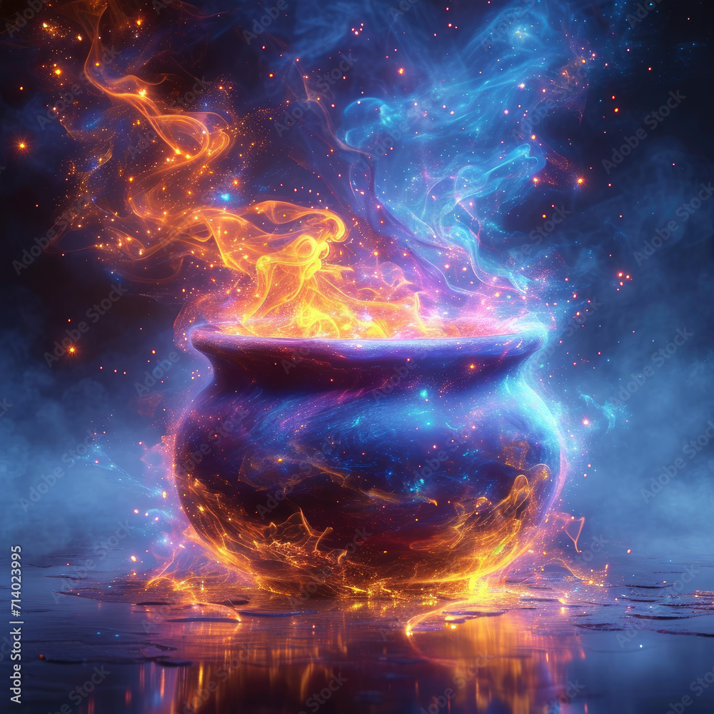 Enchanted Potions Bubbling in a Magical Cauldron