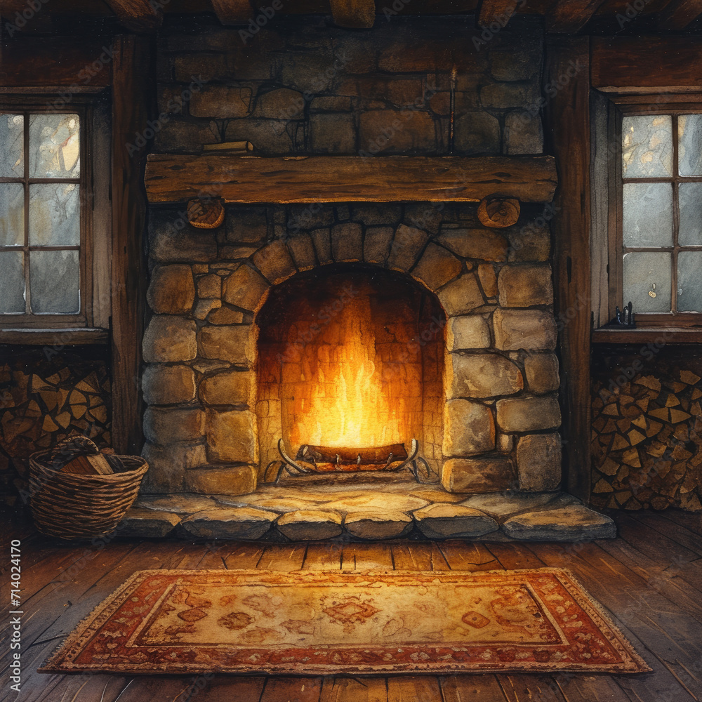 Golden Memories Materializing at a Cozy Fireplace Golden Memories Materializing at a Cozy Fireplace