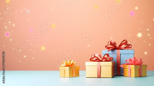 Gift background with copy space for Christmas gifts, holiday or birthday