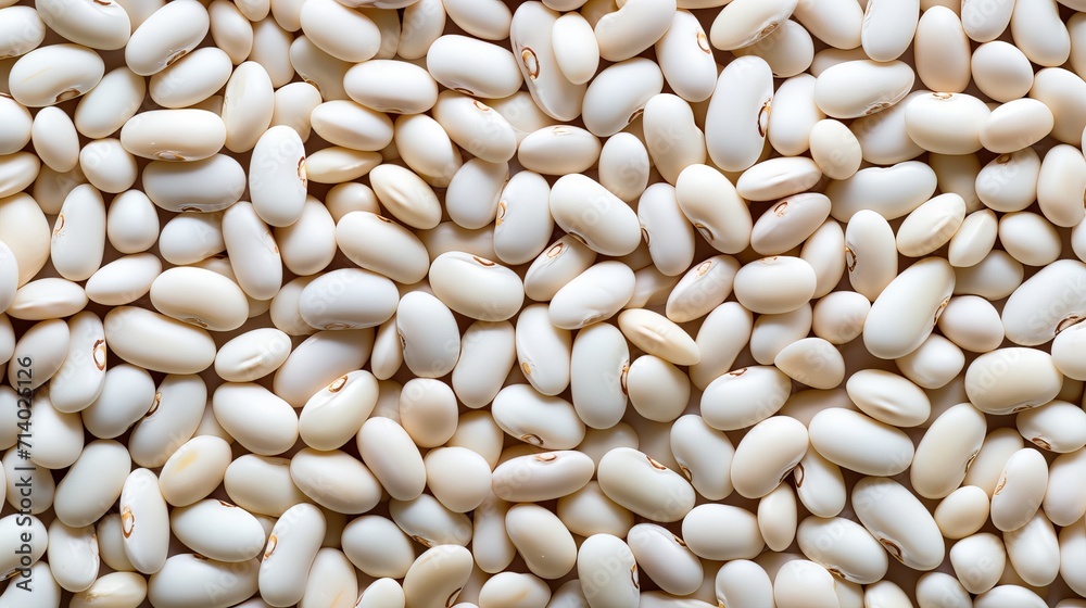 Uncooked white kidney bean food backdrop seen from above Uncooked white kidney bean food backdrop seen from above