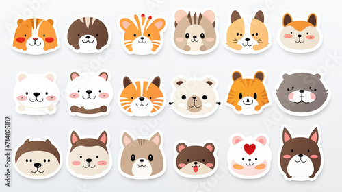 Assortment of Cute Cartoon Animal Face Stickers