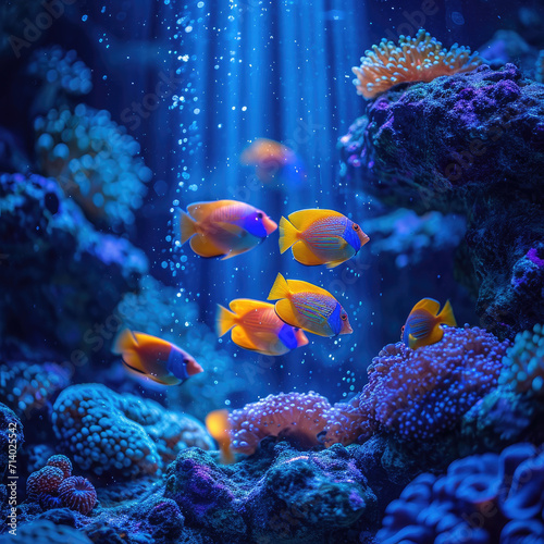 Tranquil Water and Marine Life in a Serene Aquarium © Sekai