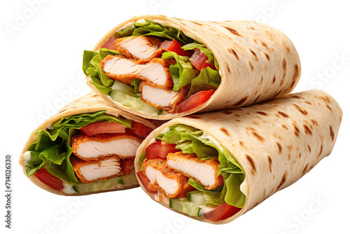 Chicken wrap Isolated on transparent background. Generative AI