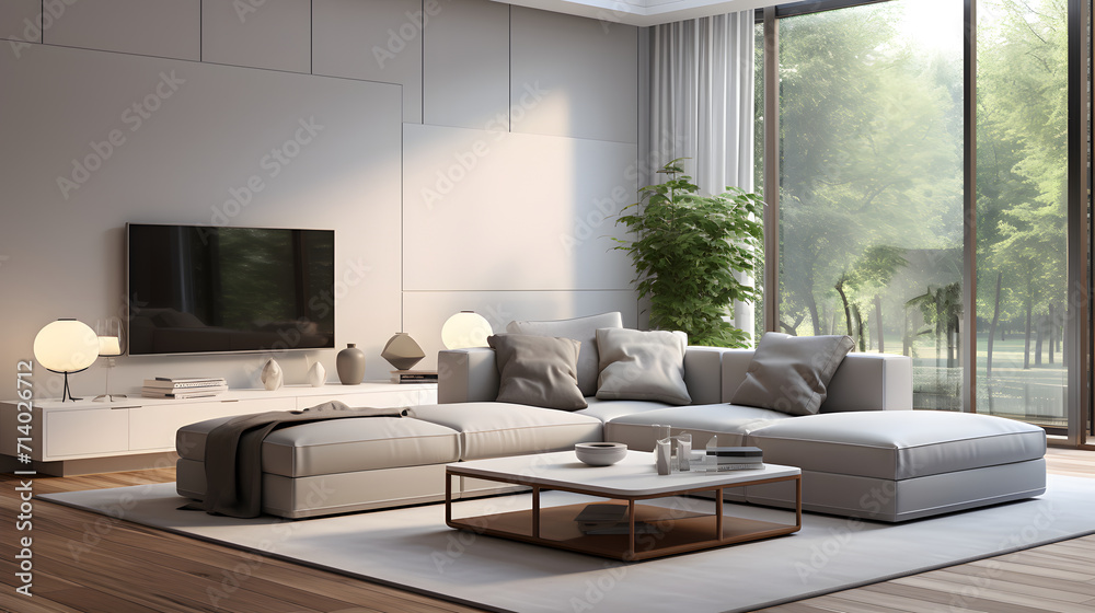 Modern minimalist interior design, white room, living room, Natural Lighting. Modern minimalist interior design, white room, living room, Natural Lighting.