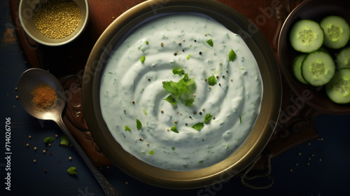 A bowl of refreshing and cooling cucumber yogurt salad, a perfect side dish for a spicy Ramadan meal