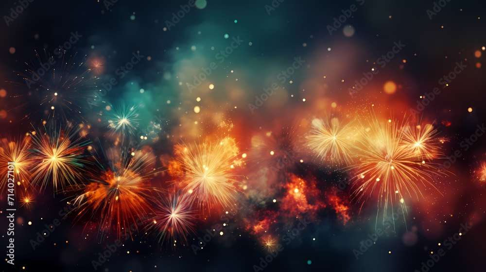 Beautiful creative holiday background with fireworks and sparkles Beautiful creative holiday background with fireworks and sparkles