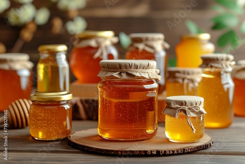 collection of glass jars with different types of homemade honey