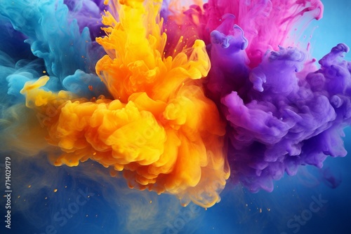 Colorful paint splashes isolated on white background.