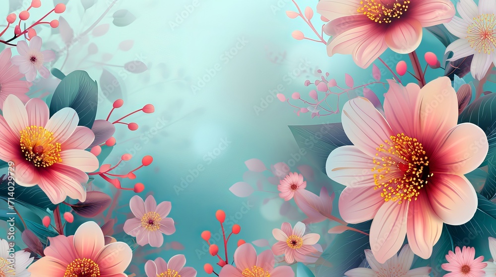 Lovely flower-themed spring sale template. Vector illustration