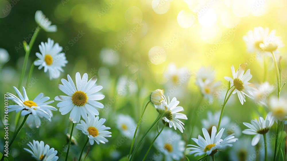 Beautiful garden with daisy blossoms in the spring or summer