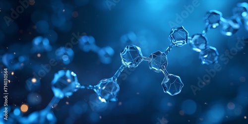 3d illustration of molecules on blue background. Science and medical background