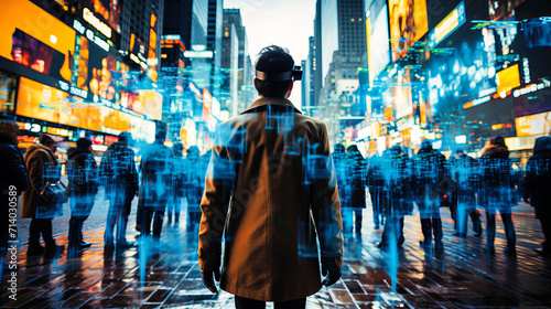 Embark on a journey of multi-exposure urban life. This conceptual image captures the dynamic energy of the modern city, where business, technology, and human connections intersect.