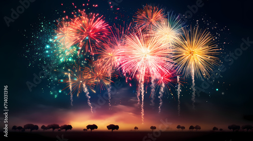 Beautiful creative holiday background with fireworks and sparkles