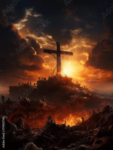 Cross of Jesus Christ - Crucifixion - Cross at Sunset
