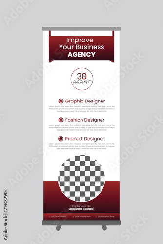 Simple and creative roll up banner design with standee, roll up template design, business roll up banner design with mockup