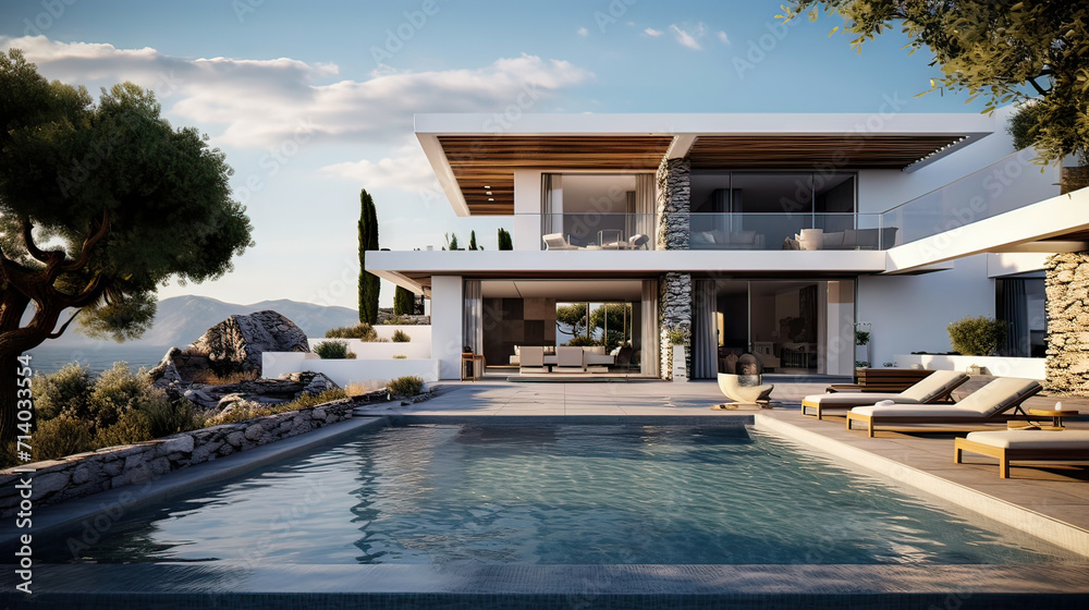 Modern villa with a private infinity pool