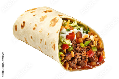 Delicious burrito Isolated on transparent background. Generative AI