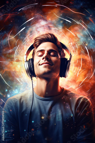 Portrait of a young man listening to music29