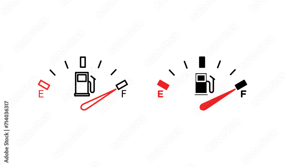 Car Fuel Indicator Icon Set. Vector Illustration - obrazy, fototapety, plakaty 