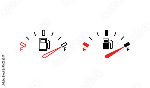 Car Fuel Indicator Icon Set. Vector Illustration