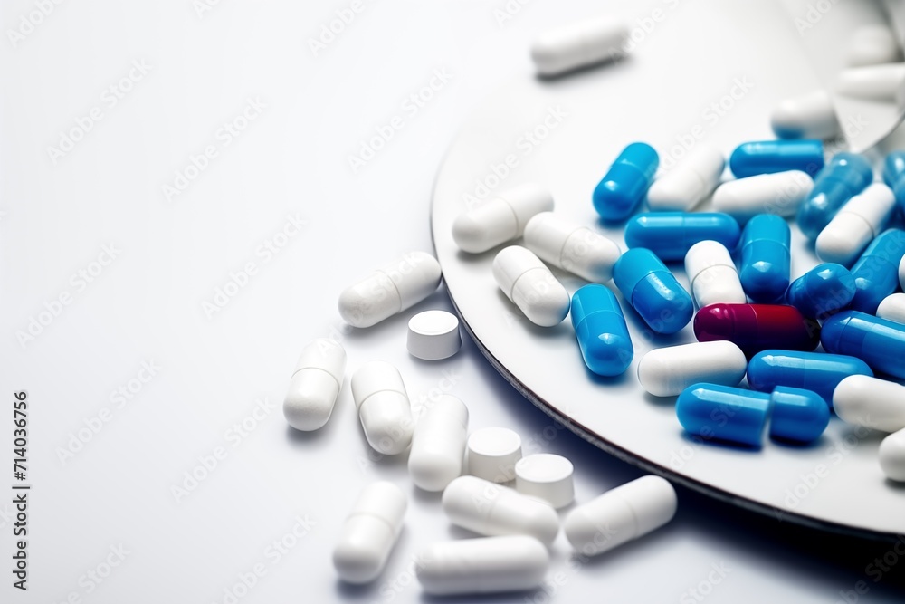 White Pills and Capsules for Health and Medical Treatment in Isolated Closeup