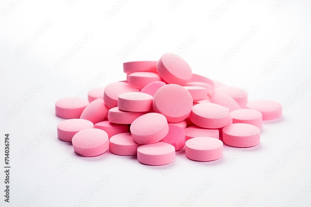 Isolated Pink and White Pills for Health and Medication in Medical Pharmacy Setting with Love and Care Isolated Pink and White Pills for Health and Medication in Medical Pharmacy Setting with Love and Care