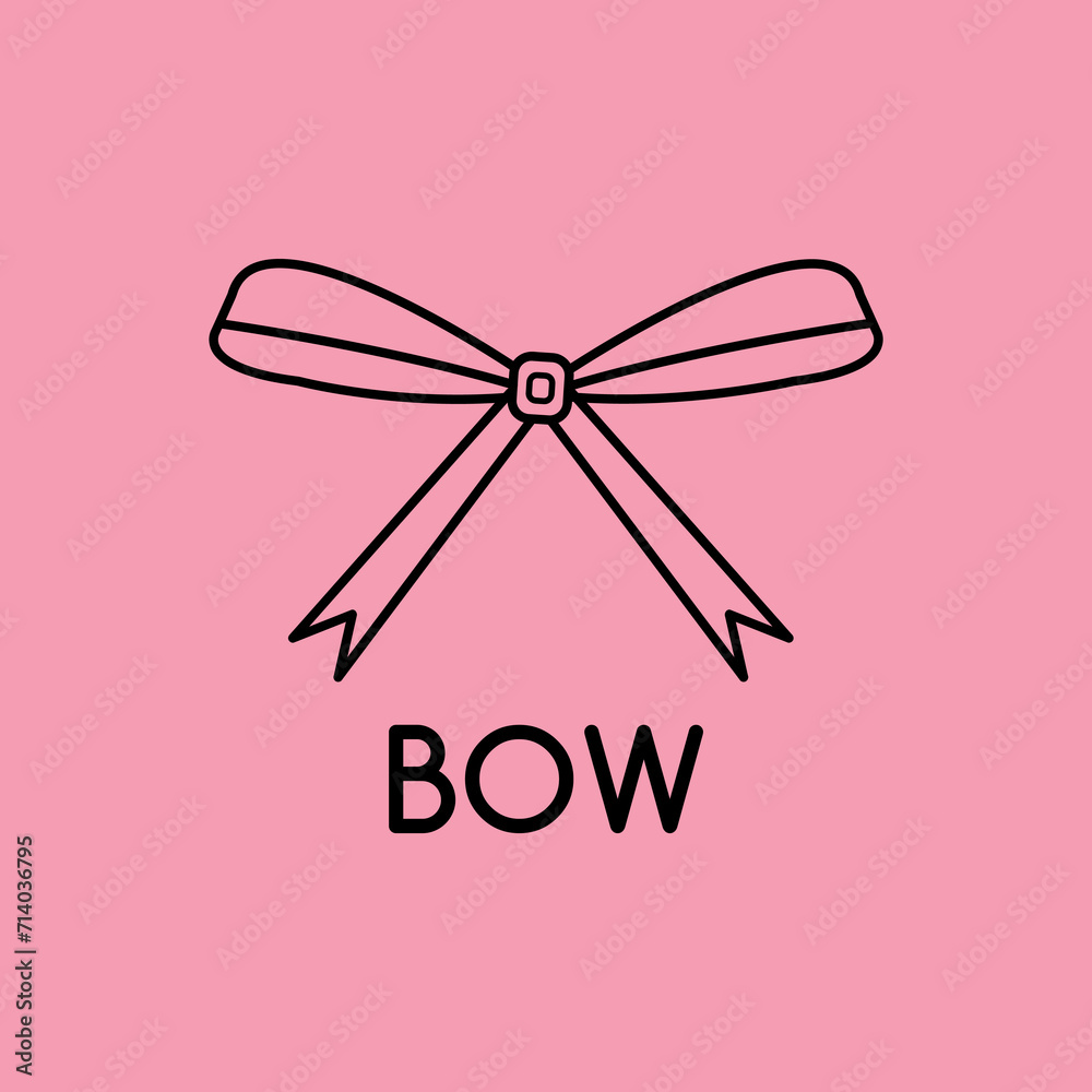 Icon cute bow on a pink background. Icon cute bow on a pink background.
