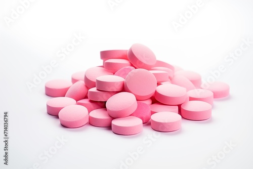 Isolated Pink and White Pills for Health and Medication in Medical Pharmacy Setting with Love and Care
