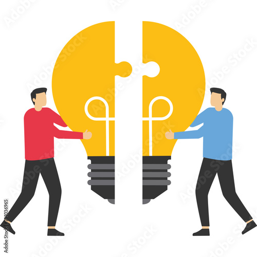 Light bulbs and cooperation in business work, Vector illustration design

