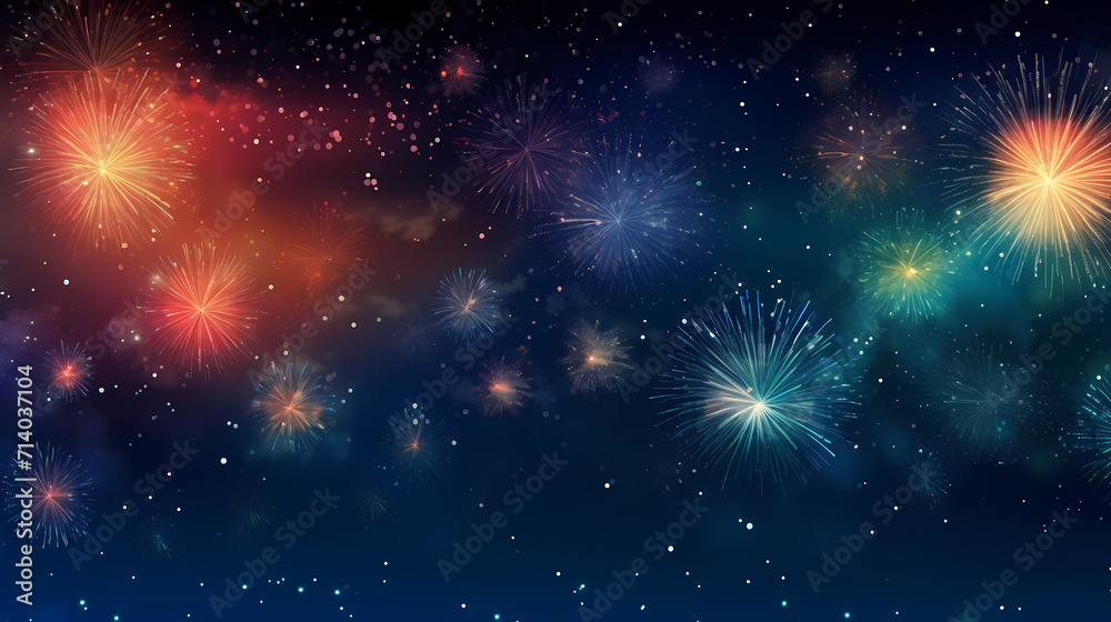 Happy New Year, burning fireworks with bokeh light background Happy New Year, burning fireworks with bokeh light background