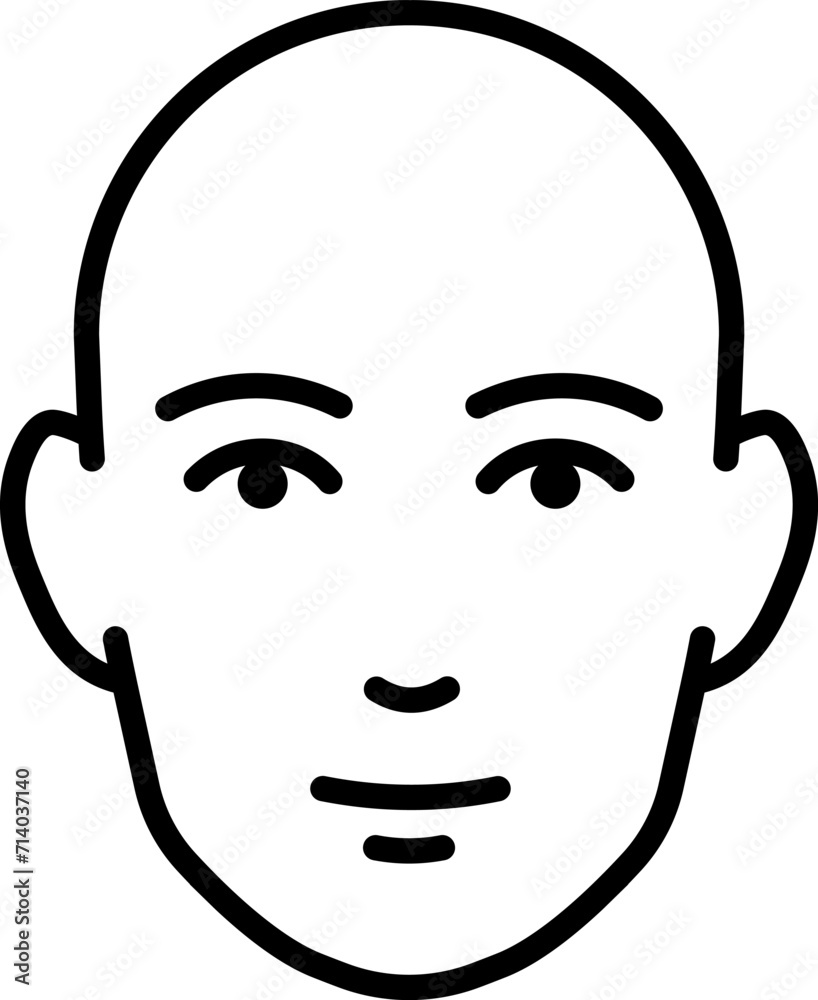 Face icon design in linear style. Face icon design in linear style.