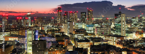 Panoramic view of Manchester skyline at Twilight © bardhok
