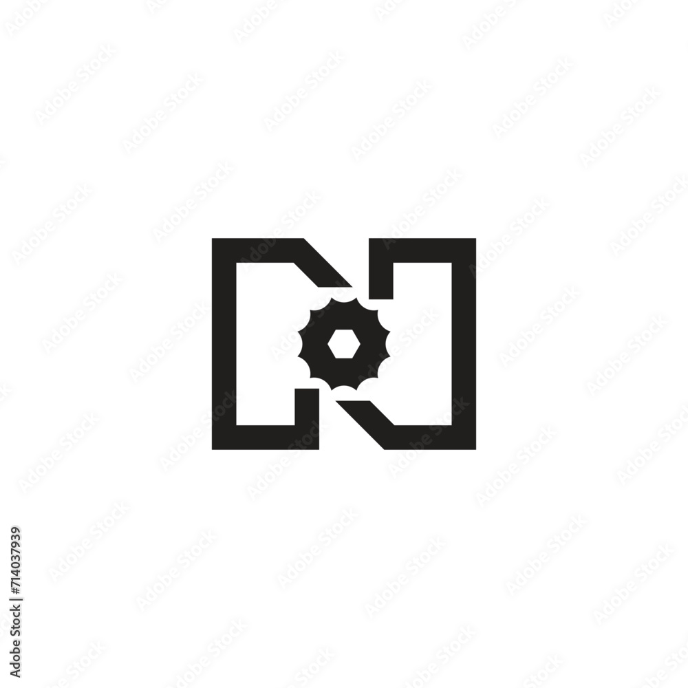 letter n machine motor gear logo vector letter n machine motor gear logo vector