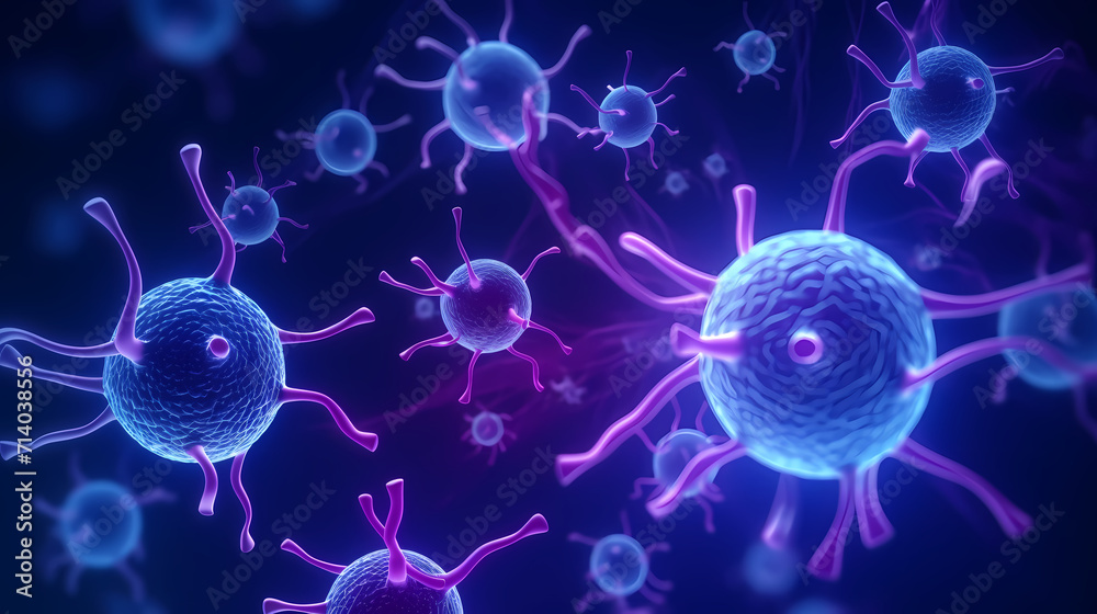 Cell background, virus cells, medical research background Cell background, virus cells, medical research background