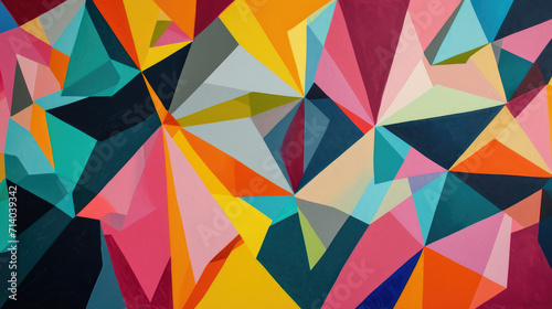 Bright multi colored triangle abstract canvas background in dynamic pattern