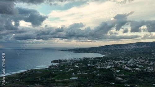 stormy Cyprus sunset sky captured by drone