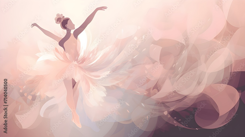 silhouette of a dancing girl ballerina dreamy background - obrazy, fototapety, plakaty 