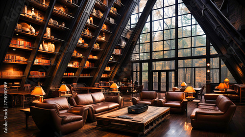 Dive into the charm of an old library with this vintage interior. The wooden furniture, bookshelves, and warm lighting create an inviting atmosphere for study and relaxation.