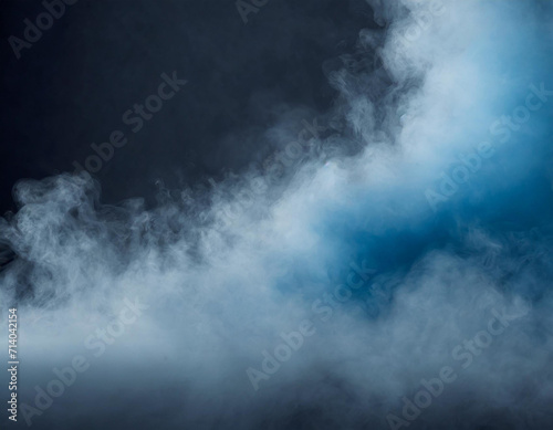 Midnight Whispers: Serene Blue-Gray Fog on a Dark Canvas