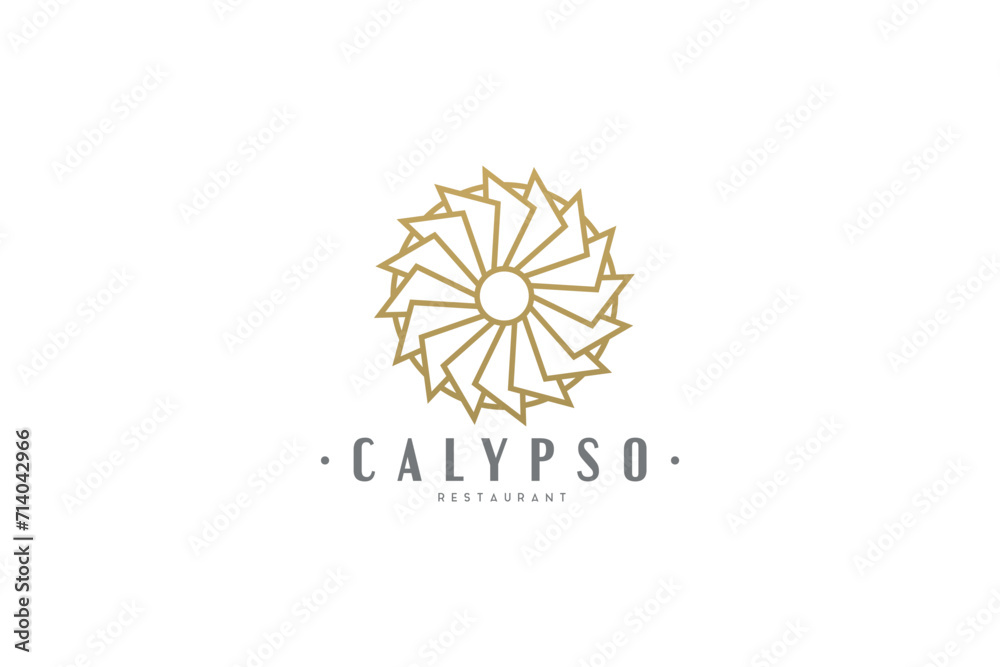 Fototapeta premium Celestial logo design, Star logotype, Planet, Space, Universe, Minimal Minimalistic, Sun, Rays, Satelite emblem. Vector illustration